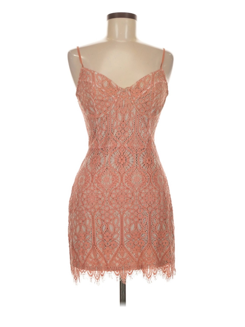 Express Pink Lace Spaghetti-Strap Corset Mini Dress - Small
